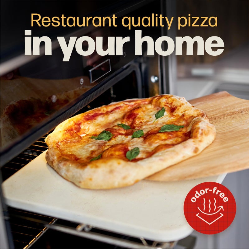 HANS GRILL PIZZA STONE | Rectangular Pizza Stone For Oven Baking & BBQ Grilling With Free Wooden Peel | Extra Large 15 x 12" Inch Durable Cordierite Cooking Stone. - Image 5